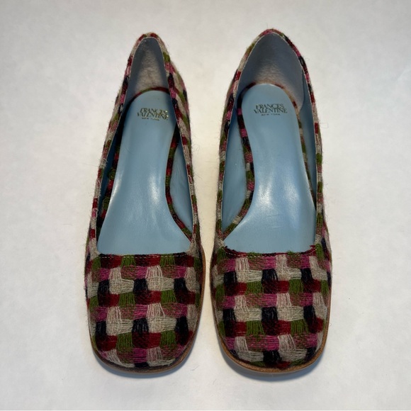 NWB Sz. 7B Frances Valentine Doll Pump in Basketweave Pink and Green - Picture 3 of 12